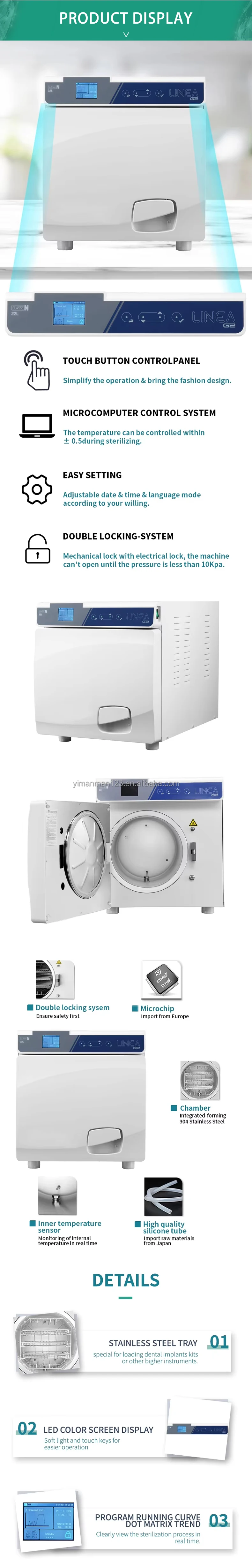 22L Class N Surgical Sterilizer Autoclave Dental Steam Sterilizer Stainless Steel Hospital Autoclave Sterilizer Dental Equipment factory
