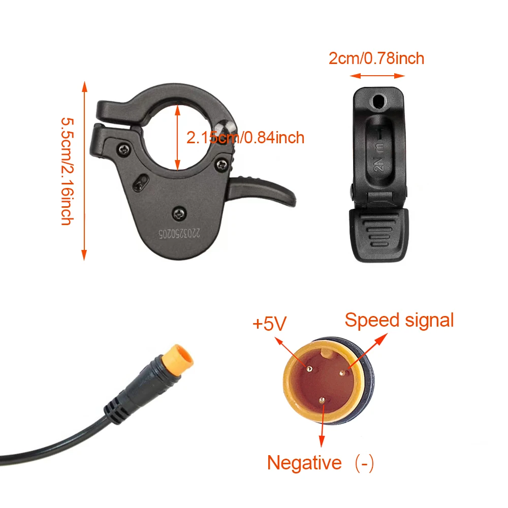 Electric Bicycle Scooter Accelerator Thumb Throttle 3PIN Female 300X for 12V 24V 36V 48V 60V 72V Ebike Scooter accessories