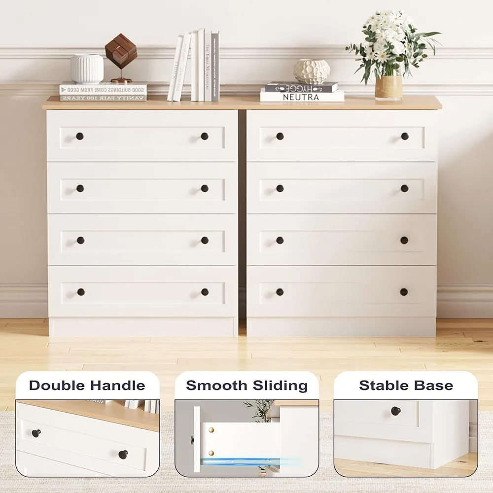 White Modern 4-Drawer Storage Cabinet Organizer Chest Space-Saving Furniture for Living Room supplier