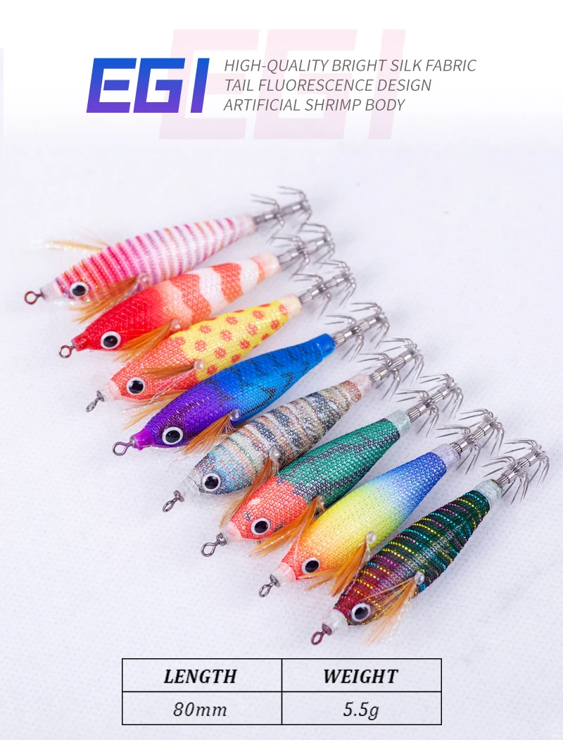 Squidduke Toto Luminous Egi Squid Jig Lure Wood Shrimp Cuttlefish