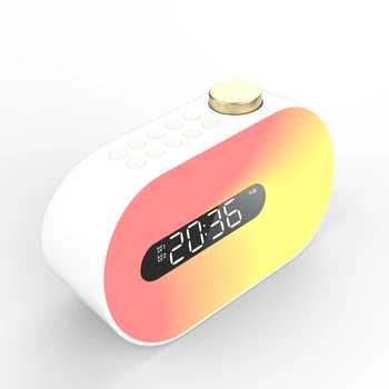 Most selling product 2023 colorful nightlight duel alarm clock with bluetooth speaker beautiful decoration for home