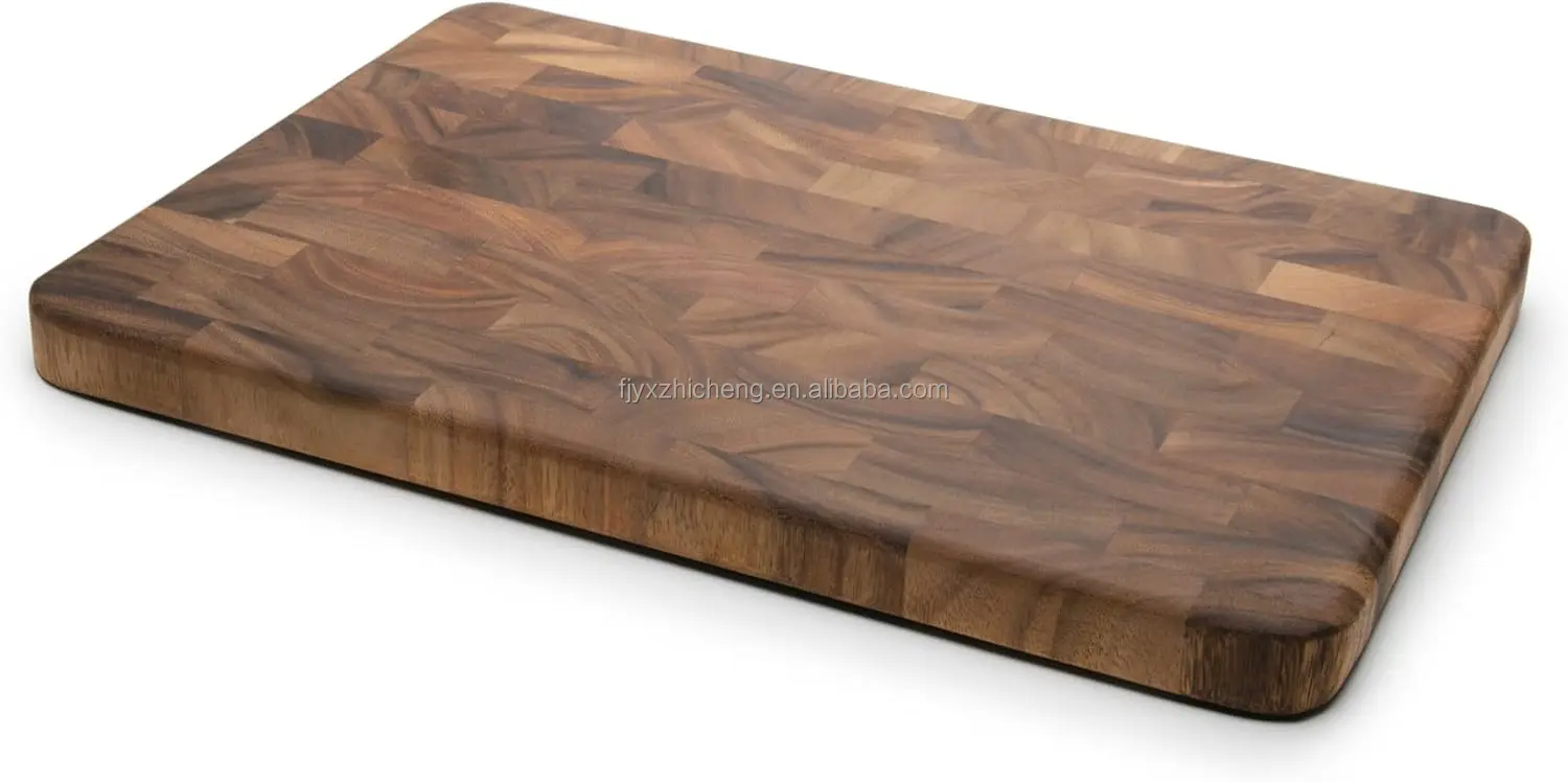 product 14 x 16 inch brown acacia wood cutting board large end grain prep station eco friendly nature chopping-0