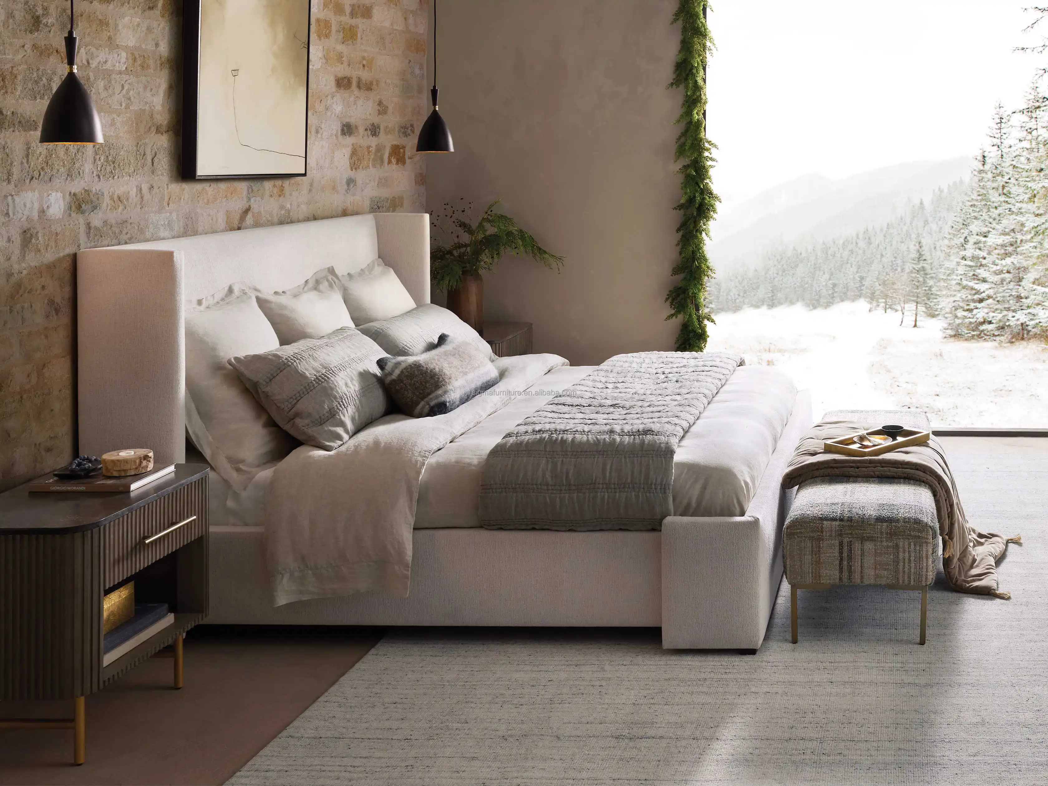 Smart bed Home furniture Queen King Size Oak Wood Bed Frame Bedroom Bed
