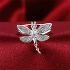 Silver Rings Rings Elegant Dragonfly Shape Silver Plated Women Jewelry Rings For Banquet Party
