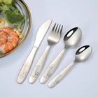 Set Cartoon Image On Handle Kids Cutlery Stainless Steel Children Cutlery Set