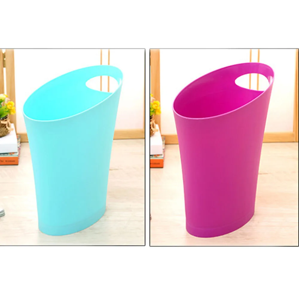 Cross Border Single Handed Plastic Simple Garbage Bin Bathroom Crevice Space Saving Storage Trash Cans