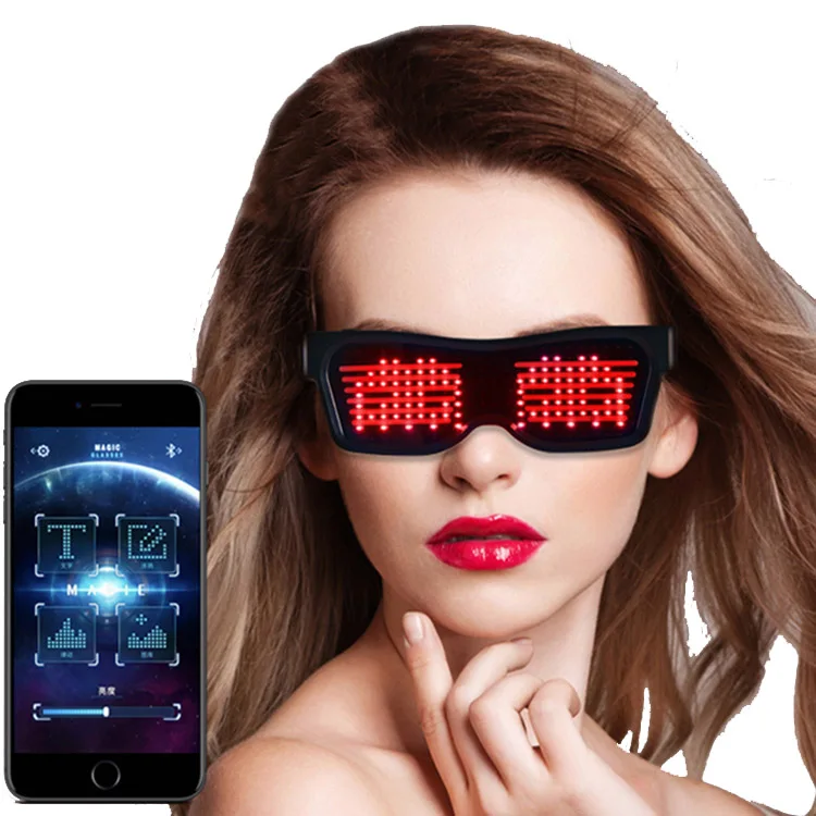 Leadleds Customizable Bluetooth LED Glasses for Raves, Festivals, Fun, Parties, Sports, Costumes, EDM, Flashing