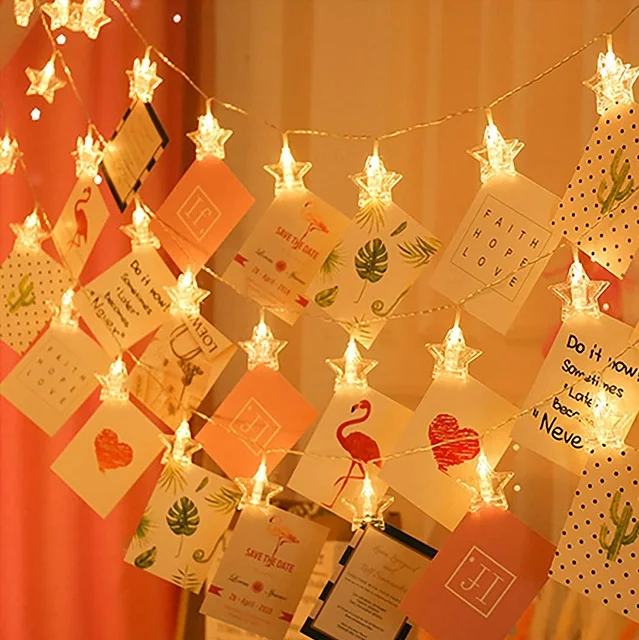 Stars Led Garland Card Photo Clips Battery Operated Twinkle Decorative String Lights For Hanging Pictures - Buy Battery Powered Twinkle Lights,Stars Led Garland,Photo Clips String Lights on Alibaba.com