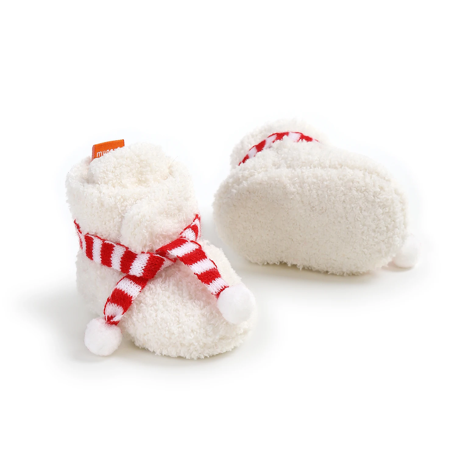 Unisex Warm Winter Indoor Newborn Baby Christmas Shoes Booties 2024 With Cute Scarf Design details
