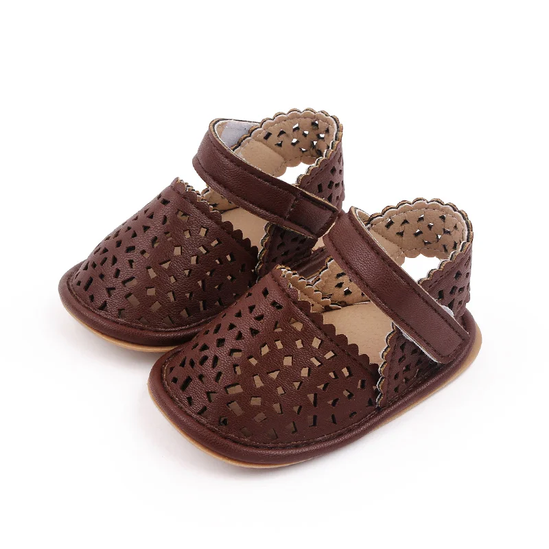 Baby Girls Summer Solid Color Hollow-out Breathable Soft Sole Non-slip Princess Walking Sandals factory