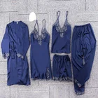 Sleepwear Cheap Silk Sleeveless Sleepwear 5 Piece Set Lingeries Night Wear Womens Nighties