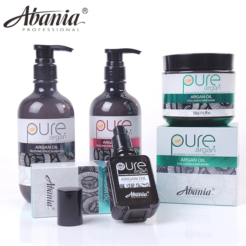Abania branded argan oil shampoo and conditioner set with JOJOBA OIL and silicone free sulfate free paraben free