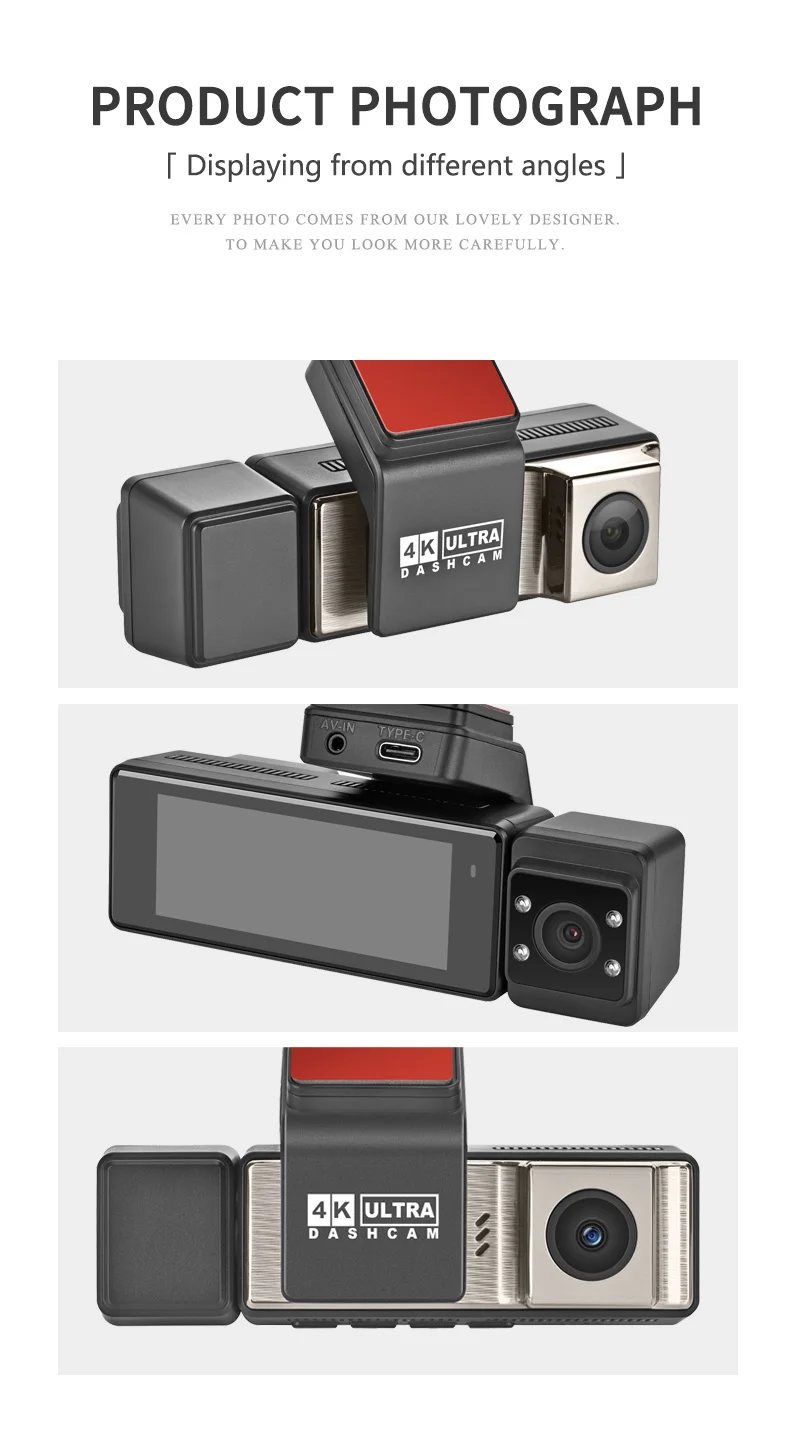 Dash Cam WIFI Front In-car Rear 4k Dvr 3 Channel 4k GPS Black Box with 3.16 Inches for Wireless Discreet Hidden Installation manufacture