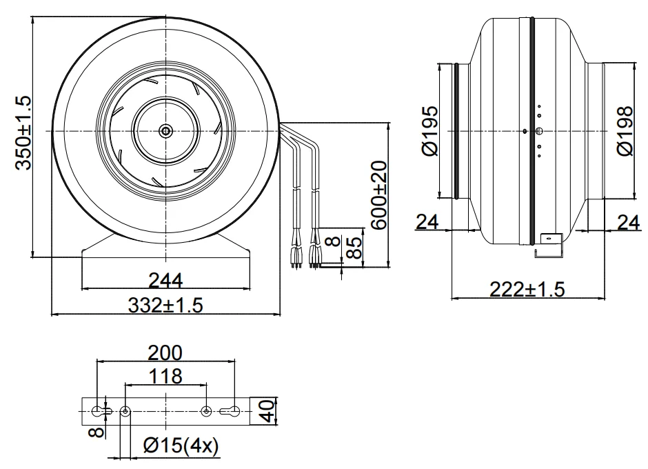 Centrifugal Fan, 230V, 250mm, Inline - detail 18