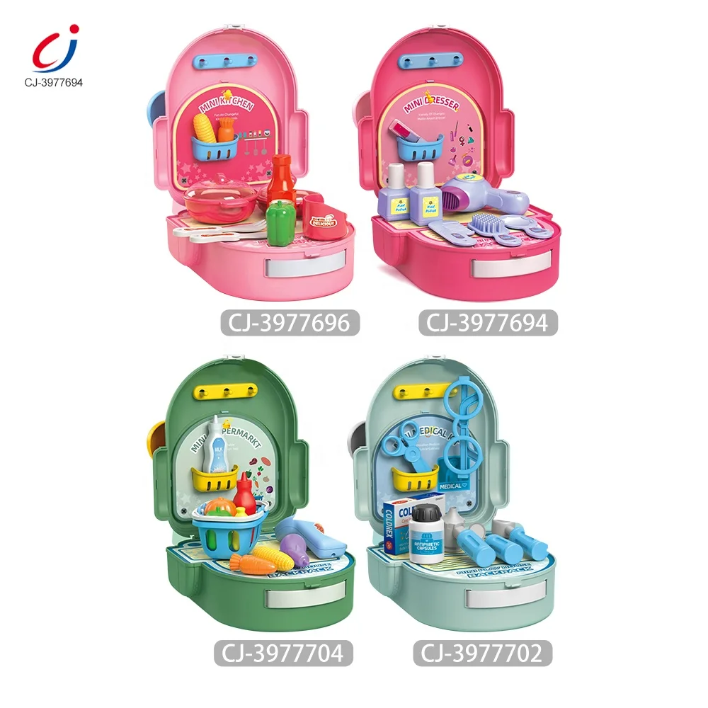Chengji 2 in 1 backpack funny kids school education toys pretend play set make up toys role pretend play kids mak up set toy