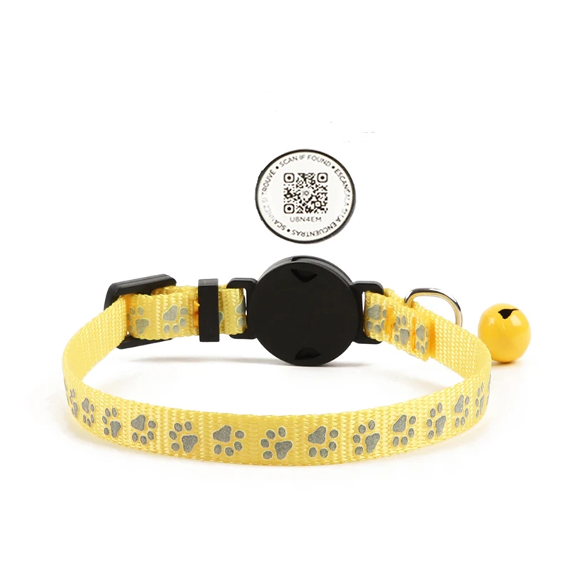Hot Selling Silicone Reflective Dog Collar with QR Code & Paw ID Tags Durable Print Anti-Loss Tracking for Dogs