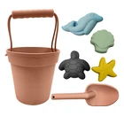 Kids 2021 New Arrival Beach Sand Toy Set Eco-Friendly Soft Silicon Beach Bucket Kids Sand Toys