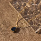 Pendant Chris April Retro Simple Stainless Steel Gold Plated Bamboo Chain Natural Crystal Pendant Necklace