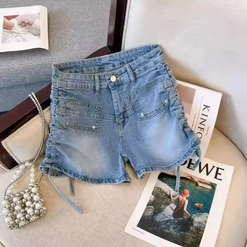 Stylish summer denim Solid Color Shorts for women Fringe casual denim shorts for women