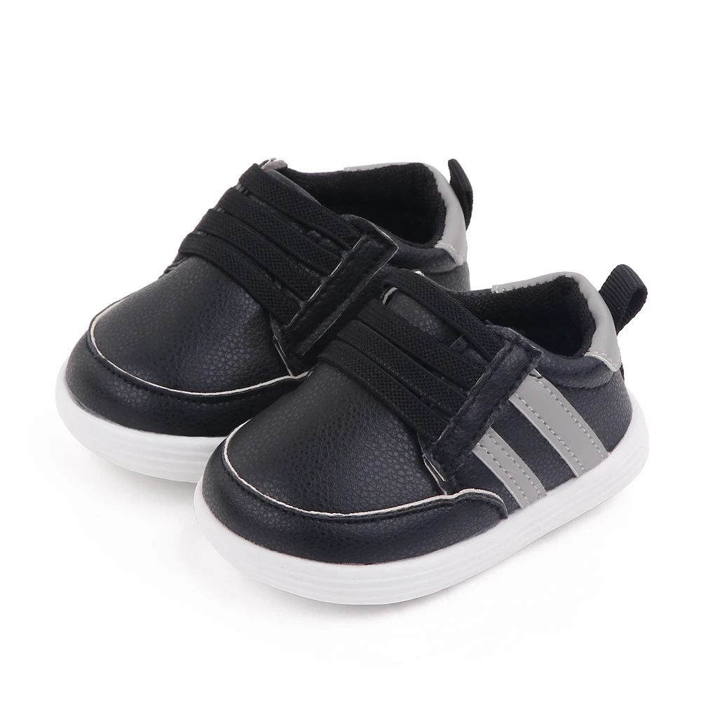 Korean Version of Children's Solid Color Striped Elastic Set Foot Casual Walking Shoes details