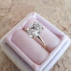 Jewelry Shape 10k Yellow Gold Jewelry 2 Ct Oval Shape Crushed Ice Cut White Moissanite Engagement Ring