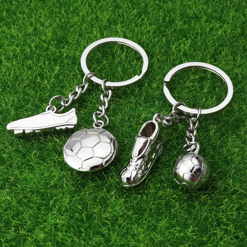 Keychain for a football player or fan yellow and football shoes black trailer football silver