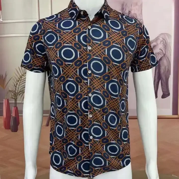 2024 new men's short -sleeved Hawaiian beach shirt men casual customized Hawaiian shirt