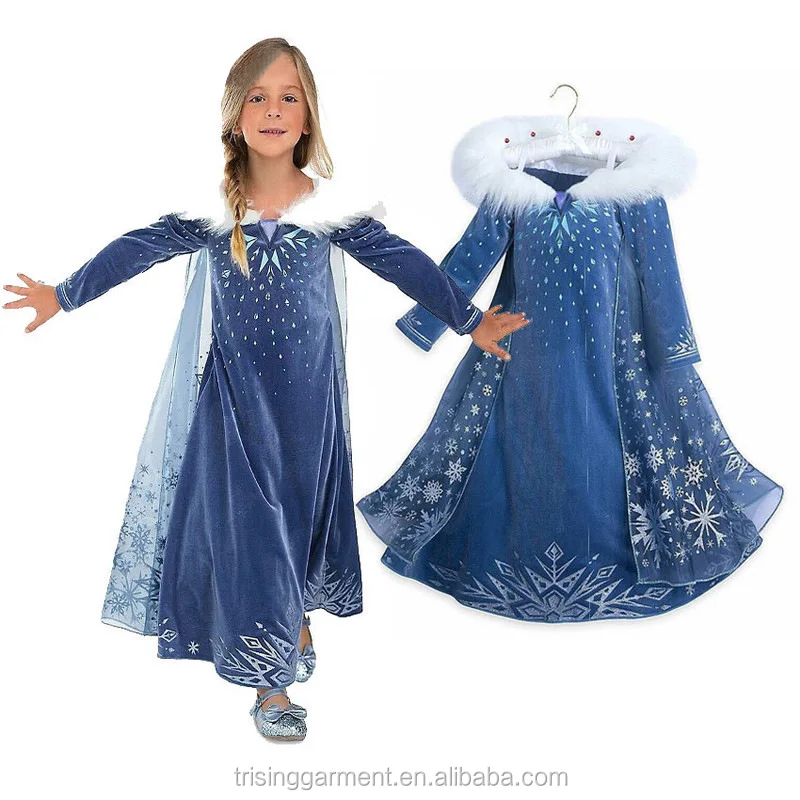 Ice Queen Adult Women's Costume Gown Dress Blue Velvet  Princess Frozen 