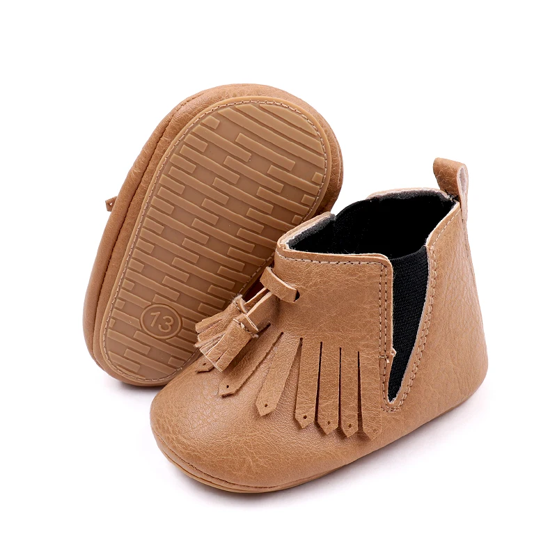 Baby Walking Shoes 0-1 Year Old Girls Soft Soles Soft PU Leather Tassel Infants Boots manufacture