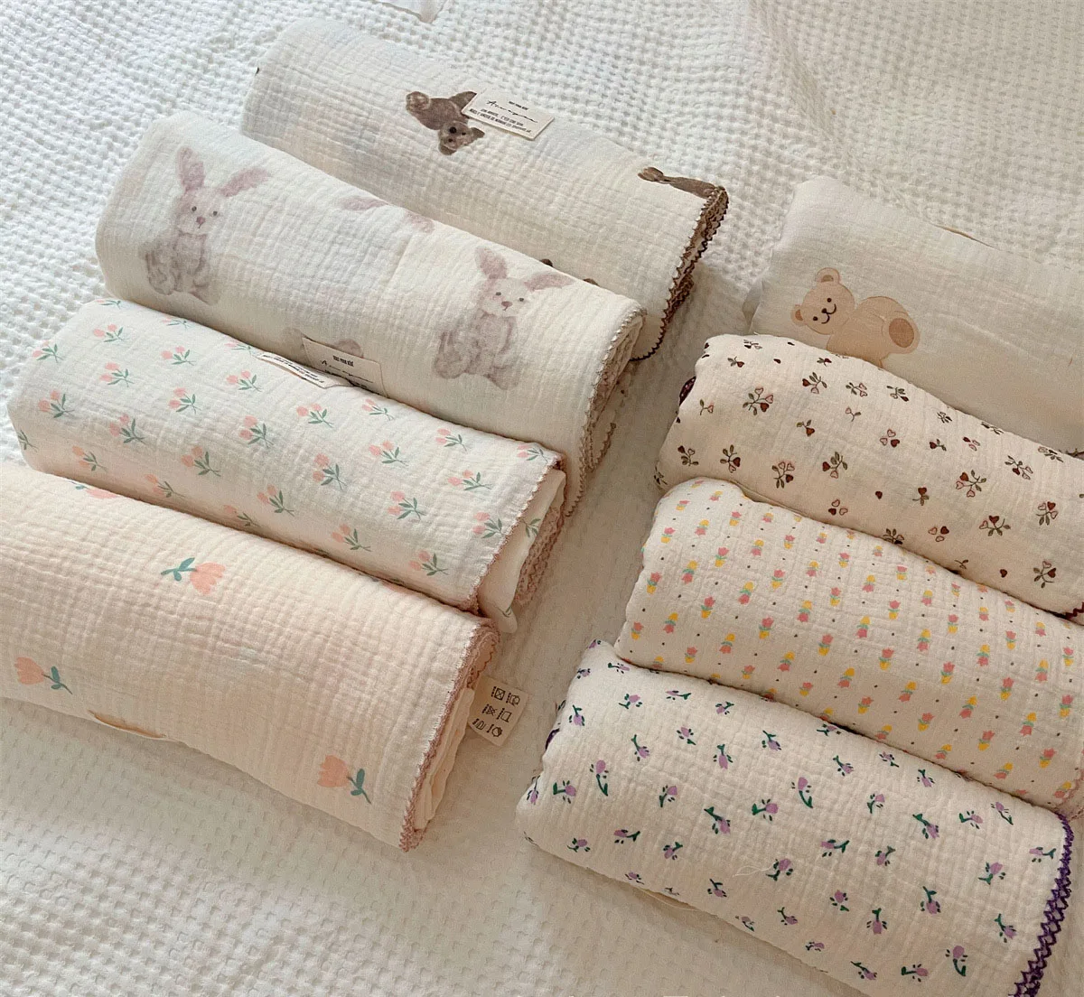 Baby Swaddle Blanket Unisex Swaddle Wrap 2 Layer Super Soft Cotton Muslin Swaddle Nursery Bedding Blanket for Baby  Infant