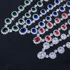 Copper Jewellery Cz Jewellery Set Copper Flower Jewellery Cz Fashion Silver Earring Necklace Set