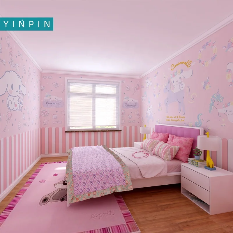 Pink Cartoon Funny Custom Whole House Wallpaper For Girls Room - Buy 3d  Wallpaper For Walls,Wallpaper For Children's Room,Decorative Wallpaper For  Kids Room Product on 