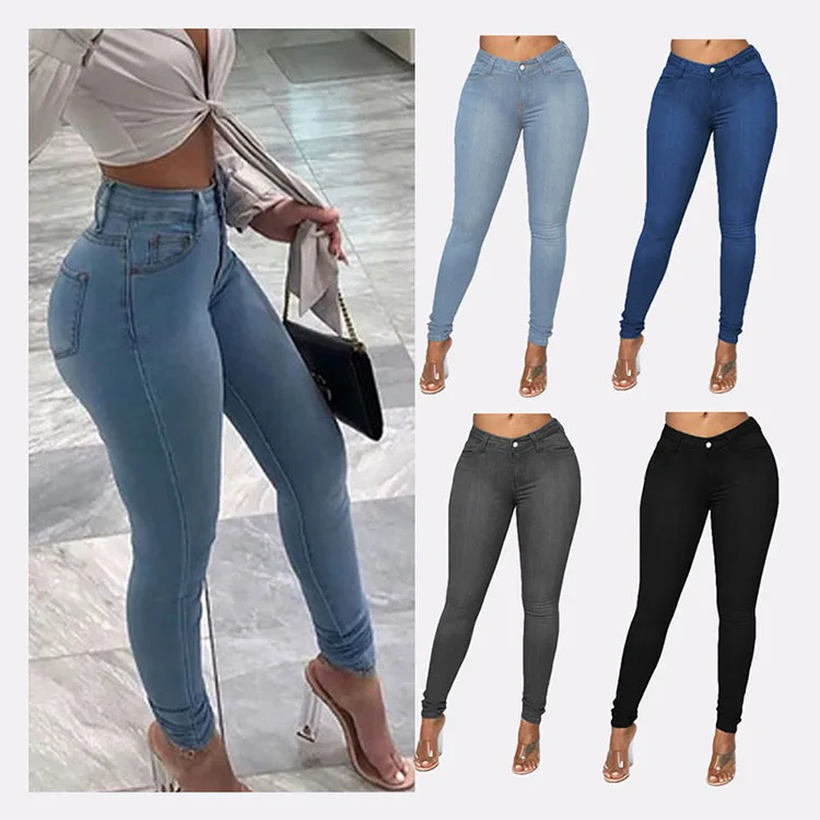 New Arrival Casual Hip Lift Slim Street Style Small Foot Women Jeans Pencil High Waist Skinny Stretch Women Jeans manufacture