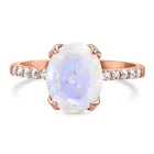 Jewelry Dainty Design Jewelry 925 Sterling Silver Oval Shape Natural Rainbow Moonstone Ring For Girls