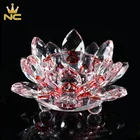Tea Light Beautiful Clear Glass Flower Crystal Lotus Tea Light Holder With Various Colors