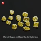 GIGAJEWE Uncoated Princess Cut For Jewelry Making VVS1 Test Passed Gemstone Fancy Vivd Yellow Moissanite