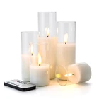 White Led Candle Best Seller Set Of 5 Home Decoration Pillar White Glass Led Candle