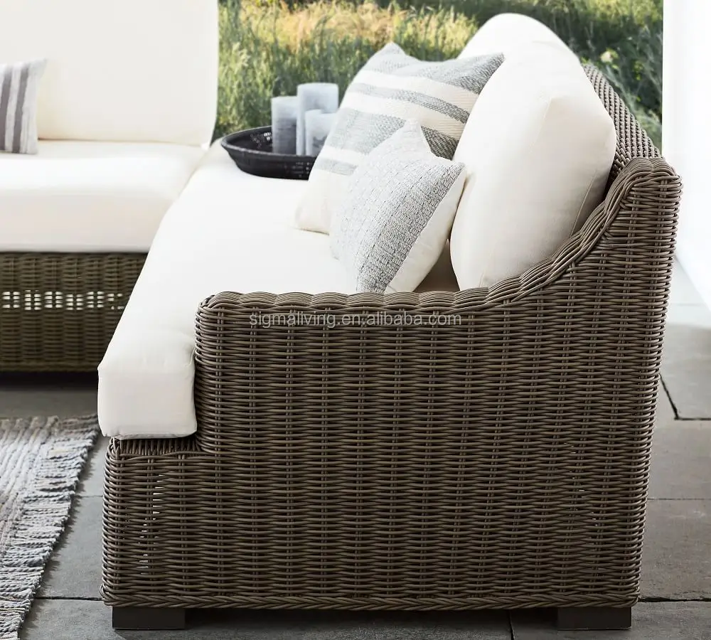 rattan outdoor furniture 5-Piece double chaise sectional outdoor sofa set wicker sofa
