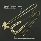 Silver Pendant Gold Silver Iced Out Cuban Link Chain Tennis Chain Butterfly Pendant Necklace Womens Jewelry