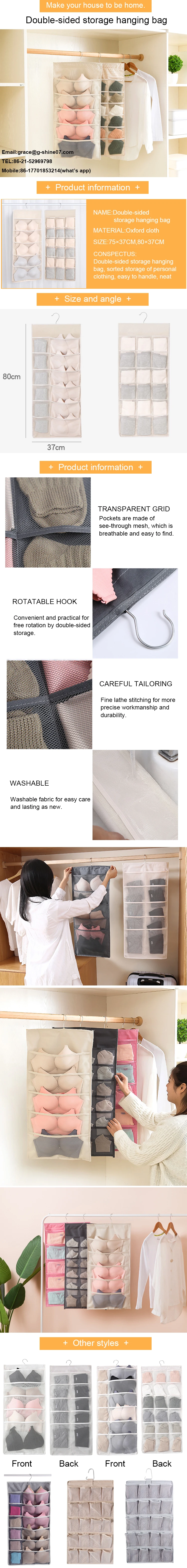 2021 Blast Product Foldable Multipockets Design Double-Sided Storage Hanging Bag For Underwear Cloth Organizer