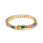 Stones Bracelet 5mm Rainbow Stones Tennis Chain Bracelet Colorful Fashiom Women Mem Jewelry