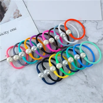 Factory Wholesale White Natural Freshwater Pearl Bracelets Pearl & Silicone Rubber Stretch Friendship Bracelet For Women Men