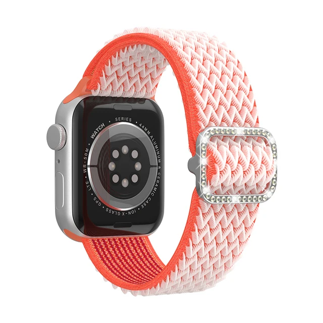 Nylon Elastic Smart Watch Bands for Apple Watch Band for iwatch 7/6/5/4/SE Fabric Watch Strap Diamond Buckle