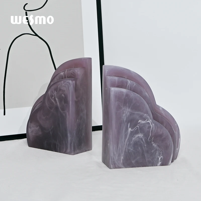 Modern office stone crystal purple resin bookend home decoration bookends tabletop statue desk decor