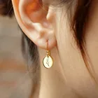 Earrings Hot New Birth Flower Pendant Dangle Coin Women Custom Jewelry Earrings Stainless Steel Jewelry