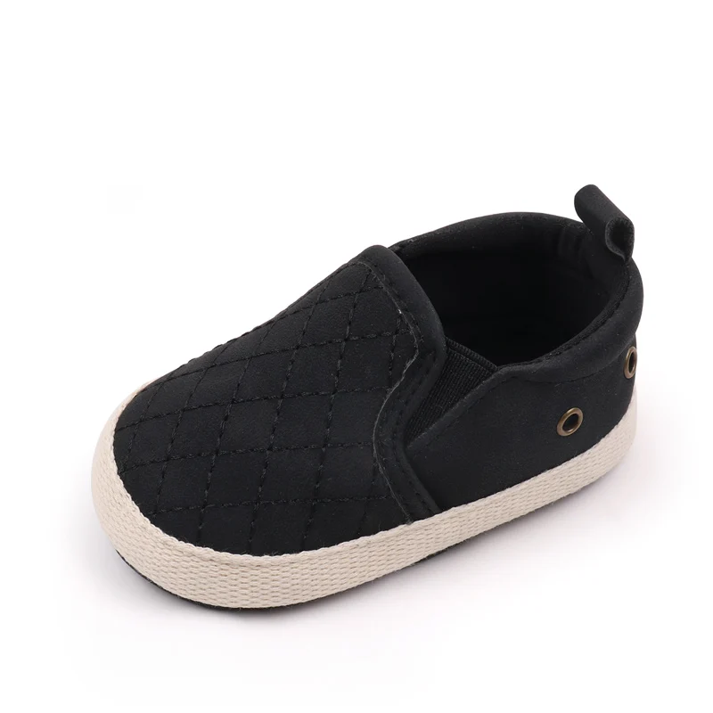 Rhomboid Pattern Design Soft Bottom Baby Boys Casual Shoes with Solid Color for Walking details