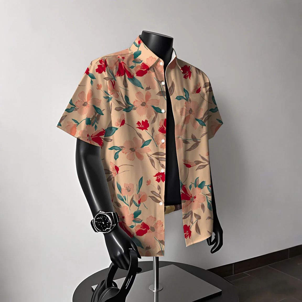 Men's Hawaiian Floral Short-Sleeve Shirt - Summer American Retro Ideal for Thai Getaways Beach Outfits & Coastal Styles
