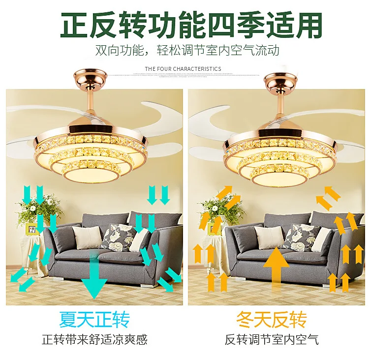 Crystal Ceiling Light Fan, 220v - detail 12