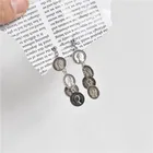 925 Earrings Vershal 925 Silver Post Minimalist Hoop Drop Distressed Coin Portrait Earrings For Women