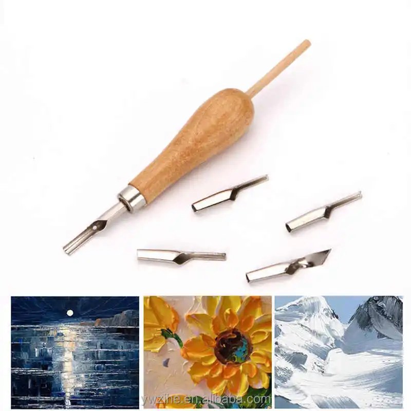 5 In 1 Linoleum Cutter Set Lino Cutting Rubber Stamp Carving Tools With